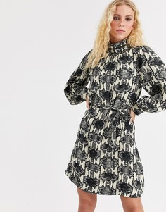 Платье мини со змеиным принтом Essentiel Antwerp-Мульти