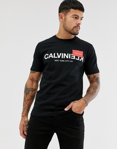 Черная футболка с зеркальным логотипом Calvin Klein-Черный