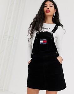 Вельветовый сарафан Tommy Jeans-Черный