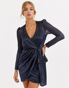 Темно-синее платье мини с эффектом металлик Forever New-Темно-синий