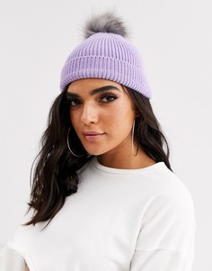 Сиреневая шапка с помпоном Missguided-Фиолетовый