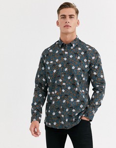 Коричневая рубашка с цветочным принтом Ted Baker-Коричневый