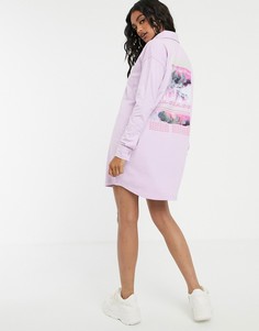 Сиреневое трикотажное платье-рубашка с принтом сзади Missguided-Фиолетовый