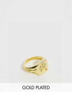 Золотистое кольцо-печатка Wanderlust & Co-Золотой