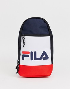 Темно-синий рюкзак с одним ремешком в стиле колор блок Fila Marlin