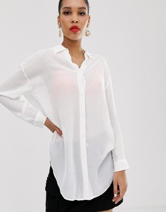 Белая рубашка Bershka-Белый