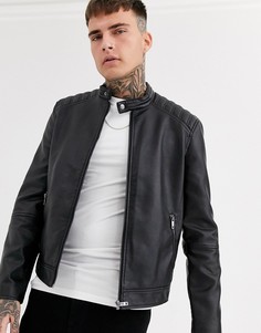 Байкерская куртка из искусственной кожи Celio-Черный