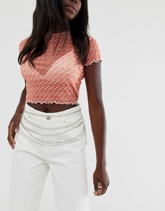 Серебристый пояс-цепочка в несколько рядов со стразами New Look-Серебряный