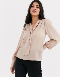 Кремовая блузка с бантом New Look-Светло-коричневый