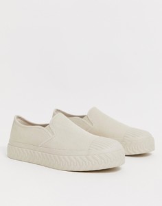 Кремовые кроссовки-слипоны с фактурной подошвой ASOS DESIGN-Белый