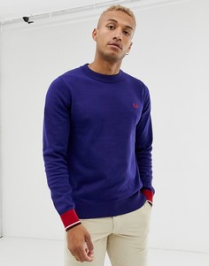 Темно-синий джемпер из хлопковой смеси с круглым вырезом Fred Perry