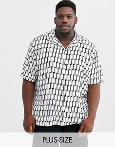 Белая рубашка с геометрическим принтом River Island Big & Tall-Белый