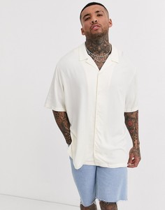 Oversize-рубашка кремового цвета с отложным воротником Bershka-Кремовый