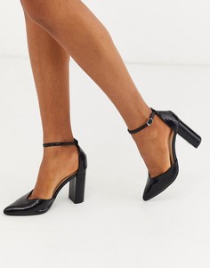 Черные остроносые туфли на высоком каблуке со змеиным эффектом Pimkie-Черный