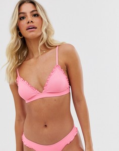 Бикини-топ с оборками Jack Wills Halley-Розовый