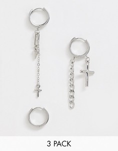 Серьги-кольца с подвесками ASOS DESIGN-Серебряный