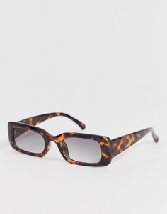 Черепаховые солнцезащитные очки в узкой квадратной оправе ASOS DESIGN-Коричневый