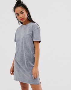 Серое платье мини с эффектом кислотной стирки Bershka-Серый