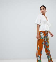 Брюки с широкими штанинами и цветочным принтом Missguided-Золотой