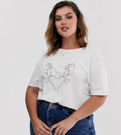Свободная футболка с принтом розы и сердца Wednesdays Girl curve-Белый