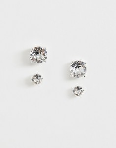 Серебристые серьги-гвоздики с кристаллами Swarovski от ASOS DESIGN-Серебряный