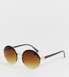 Эксклюзивные солнцезащитные очки в круглой оправе Glamorous-Коричневый