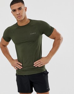 Обтягивающая футболка цвета хаки из быстросохнущей ткани ASOS 4505-Зеленый