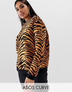 Свитшот с тигровым принтом ASOS DESIGN Curve-Мульти