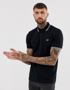 Черное поло с двойным кантом Fred Perry-Черный