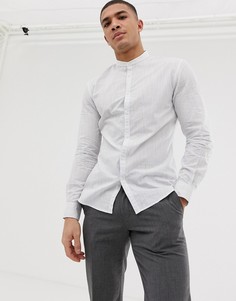 Приталенная синяя рубашка в полоску с воротником на пуговицах Celio-Белый