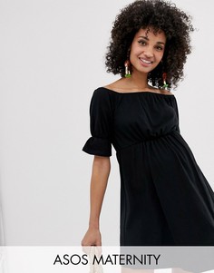 Сарафан мини с открытыми плечами ASOS DESIGN Maternity-Черный