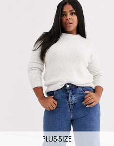 Пушистый джемпер в крапинку Vero Moda Curve-Бежевый