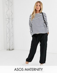 Брюки в стиле милитари с карманами ASOS DESIGN Maternity-Черный