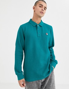 Лонгслив-поло из вафельного материала синего цвета Fila - Bertoni (harbour)-Синий