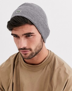 Шапка-бини с логотипом Lacoste-Серый