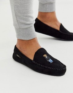 Черные слиперы с вышивкой в виде медведя Polo Ralph Lauren-Черный