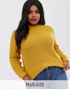 Джемпер горчичного цвета в рубчик Vero Moda Curve-Желтый