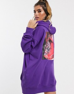 Фиолетовое платье-худи с принтом на спине Missguided-Фиолетовый
