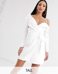 Платье-пиджак кремового цвета на одно плечо и с завязкой Outrageous Fortune Tall-Кремовый