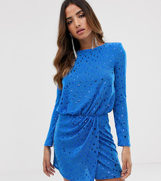 Синее платье миди с отделкой пайетками Flounce London-Синий