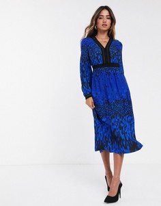 Платье миди с леопардовым принтом Ted Baker Maryema-Синий