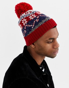 Красная шапка с помпоном Boardmans xmas-Красный