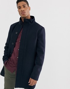 Пальто с добавлением шерсти и воротником-стойкой French Connection-Темно-синий