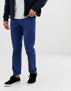 Синие прямые саржевые брюки с 5 карманами Esprit-Синий