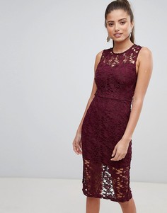 Кружевное платье миди с завязкой сзади Girl In Mind-Фиолетовый