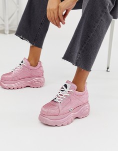 Низкие розовые кроссовки на платформе с блестками Buffalo London London Classic Kicks-Розовый