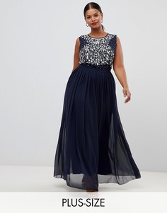 Платье макси с декоративной отделкой Lovedrobe Luxe-Темно-синий