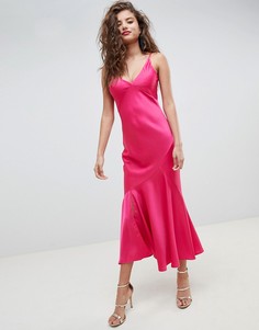 Платье-комбинация макси с разрезами ASOS DESIGN-Розовый