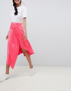 Розовая жаккардовая юбка миди со змеиным узором и асимметричным краем ASOS DESIGN-Розовый