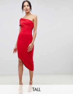 Асимметричное облегающее платье City Goddess Tall-Красный